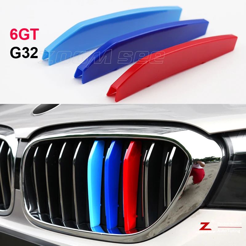 3 colors M Front Grille Trim Stripe Grill Cover Sport Strip Stickers ...