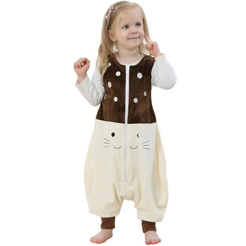 Пижамы для маленьких девочек мягкая теплая бархатная одежда для сна с милыми животными для детей от 1 до 6 лет, детский универсальный размер, одежда для сна