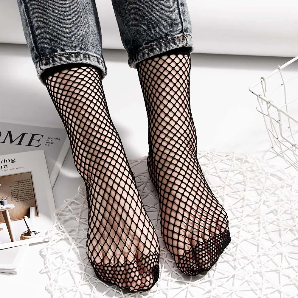 1Pair Fashion Women Girls Lady Sexy Lace Ankle High Fishnet Mesh Net Solid Color Short Crew Summer Breathable Socks Hot Sale