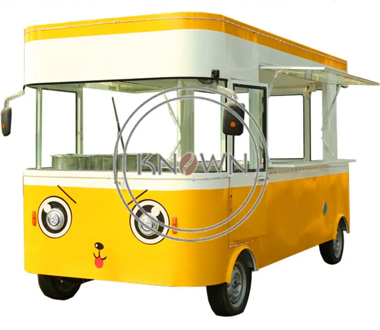 Yellow outdoor 3.2m long coffee food truck mobile food kiosk electric