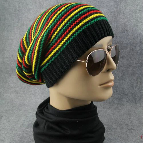 Ручной работы шерсть Вязание забавная шапка желтый/красная полоса эластичная вязка кепки в стиле хип-хоп креативные кепки - Цвет: C