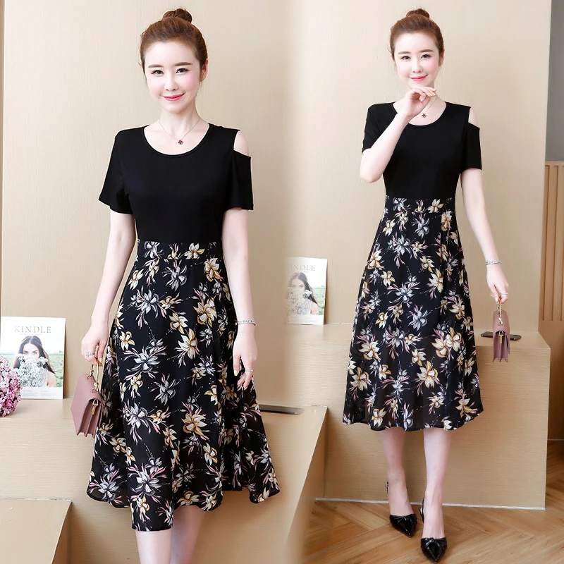 

womens woman ladies summer Floral Patchwork big plus size L-5XL XXL XXXL 3XL XXXXL 4XL slim Casual A-Line beach dress clothes