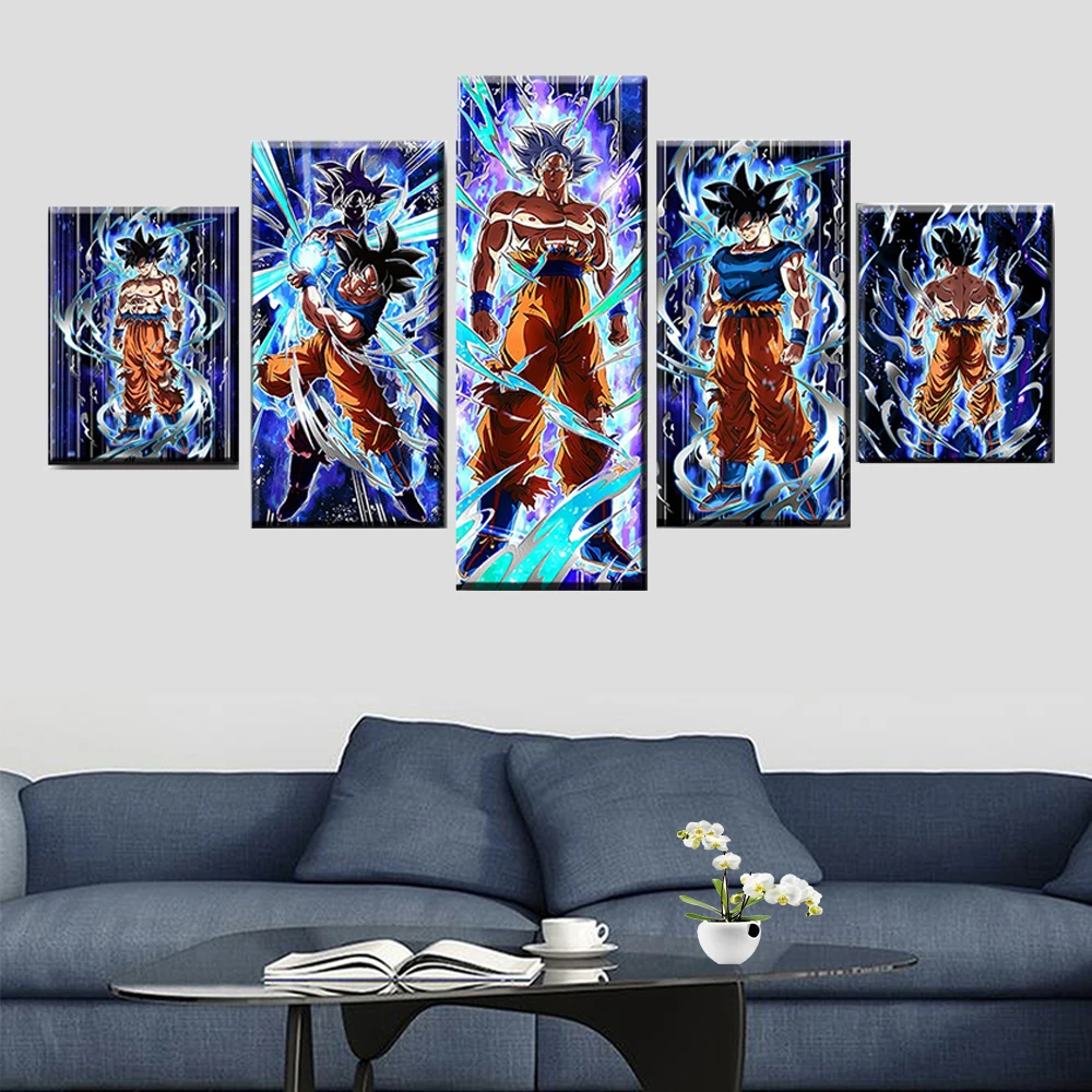 

Modular 5 piece HD print poster Goku Super Dragon Ball Z video game card painted on the wall art deco