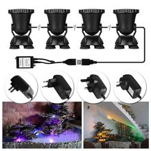  4pcs Remote Control RGB 36 LED Underwater Spot Light Highly Waterproofing IP68 Tank and Aquarium Landscape Lights EU / US Plug 