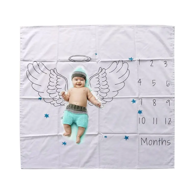 

2019 Newborn Baby Blanket Photos Background Photography Monthly Growth Milestone Numbers Props Stroller Cover