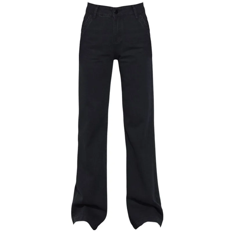 Размера плюс Высокая Талия Свободные черные широкие брюки длинные джинсы 3Xl 4Xl Для женщин очень высокие сапоги кроя Повседневное полной длины джинсовые штаны брюки для девочек