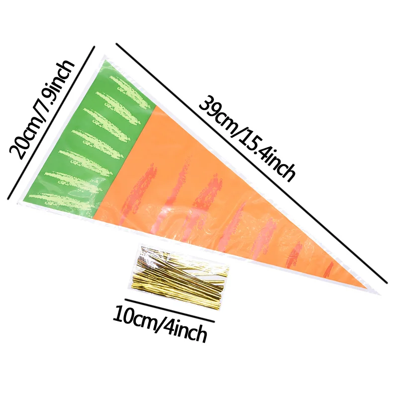 20 шт Пасхальный мешок конфет с морковкой Пасхальный кролик Подарочный пакет конфеты конусы транспарант пластиковый пакет Дети День рождения украшения