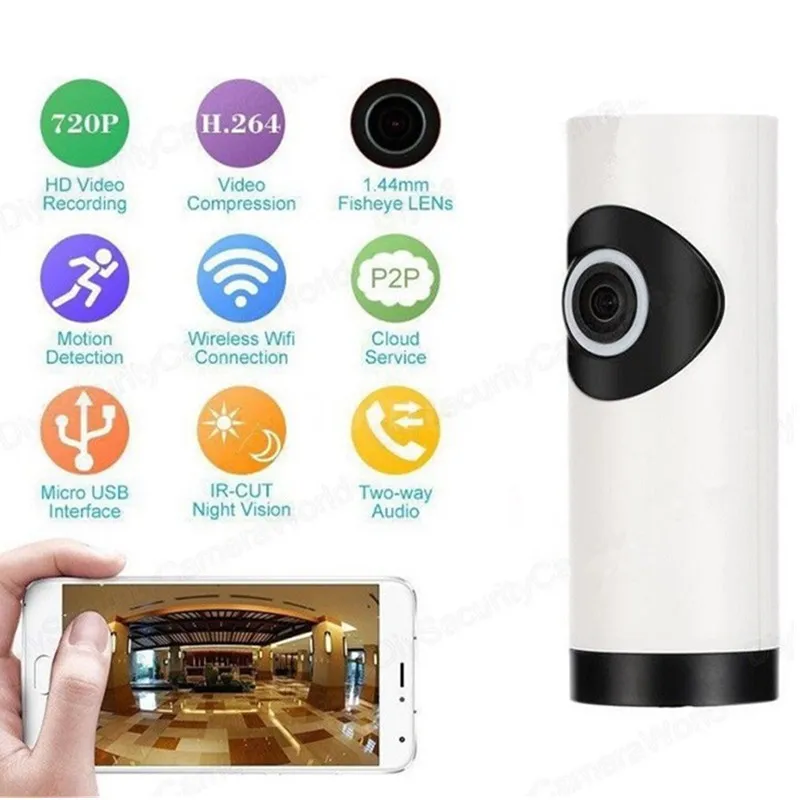 

720P Wifi Panoramic Camera 360 Degree Fish-eye Smart Home Security Surveillance Baby Monitor Webcam Wireless Night Vision Camera