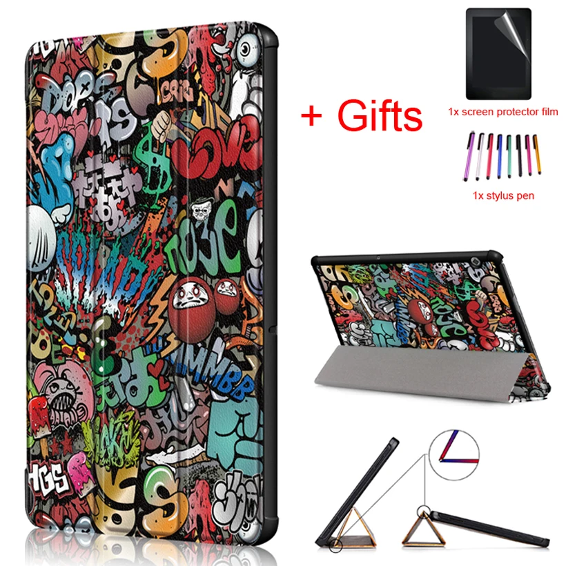 

Slim Protective Case for Huawei MediaPad T5 10 AGS2-W09 AGS2-L09 AGS2-L03 AGS2-W19 10.1" Tablet Magnetic Stand Cover+Film+Stylus