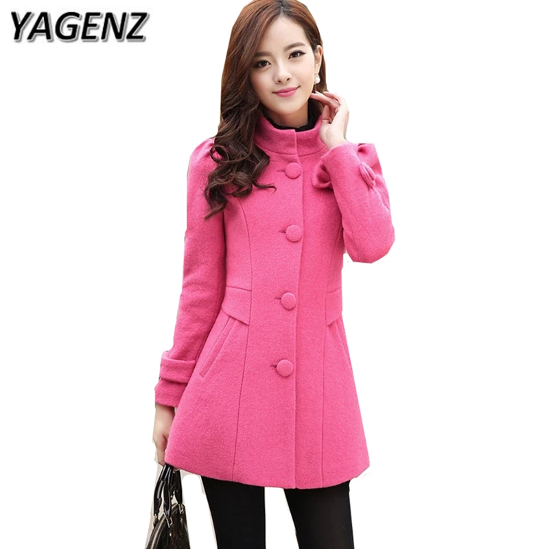 Manteau Yagenz Manches camel honey Laine Green Peacock À fruit Solide Coréenne Red Femme Hiver Blue En Longues Slim Automne hiver Femmes Chaud Dame 2017 Veste rwgqCrvO
