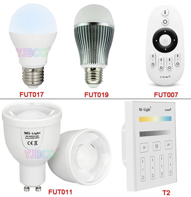 Milight 5 w 6 W 9 W GU10 E27 Цвет Температура светодиодный светильник двойной белый свет пятна AC100 ~ 240 V FUT011/FUT017/FUT019/FUT007/T2 2,4G дистанционного
