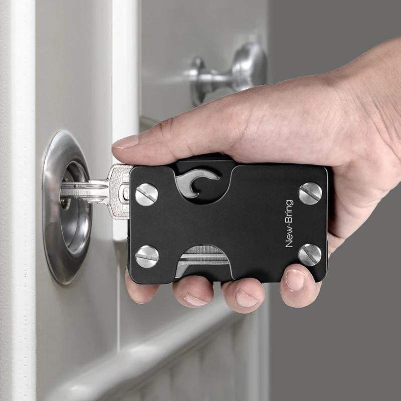 Продажа NewBring многофункциональный металлический зажим для денег для мужчин с отделением для кредитных карт и держателем для ключей