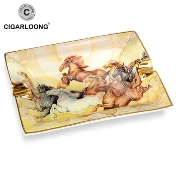 

Cigar Ashtray Ceramic European Design Horse Pattern Simple Large Living Room Decoration Ashtray Holder CLG-0391