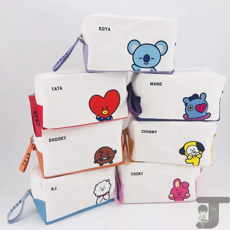 

New kpop bangtan boys Cooky Tata PencilCase Holder Students StationeryBag Canvas Pencilcase WomanPurse CosmeticBags