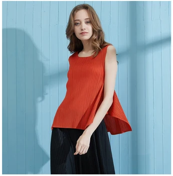 

Oversized stretch tank top with round neck, 2019 new slim, pleated, puffy top free shipping