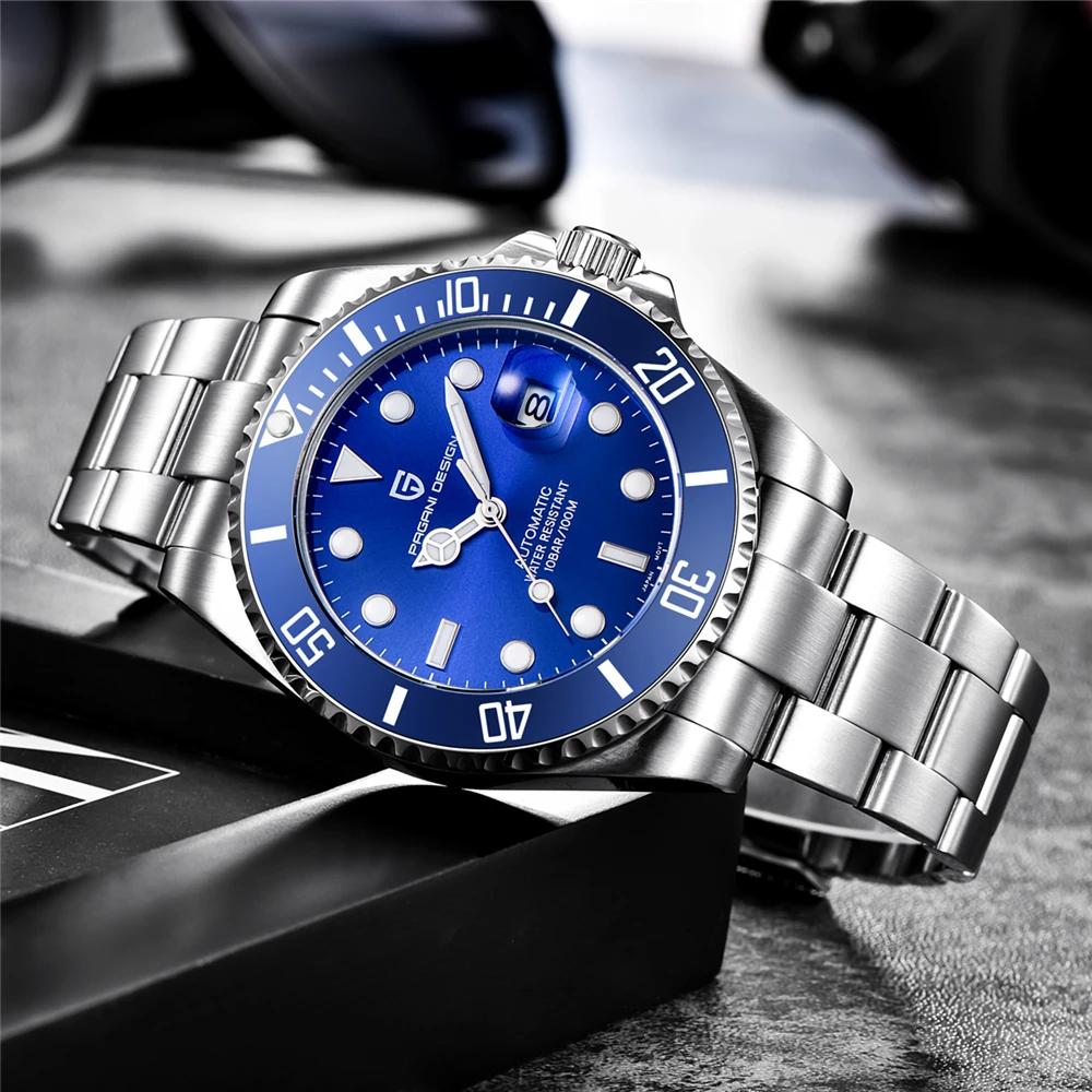 PAGANI DESIGN 2019 Fashion Men's Mechanical Watch Man Stainless Steel Wristwatch Male Blue Business Automatic Watch Reloj Hombre