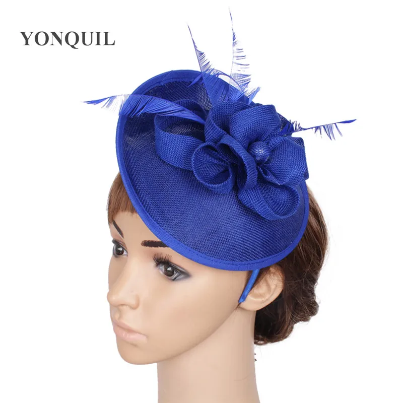 **NEW** ROYAL BLUE CREAM HAIR FASCINATOR ON CLEAR COMB FOR WEDDINGS RACES HAT 