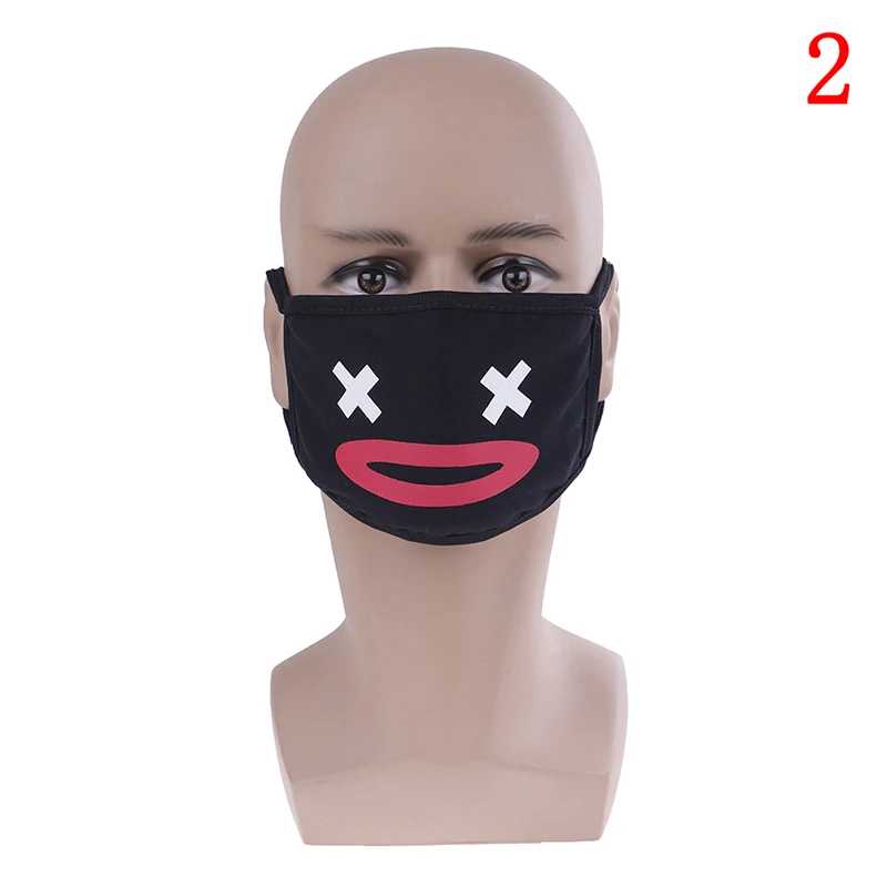 1 шт., Смешные зубы, буквы, рот, аниме, хлопок, Пылезащитная маска для лица, черный, унисекс, Мультяшные маски, черная хлопковая маска на половину лица