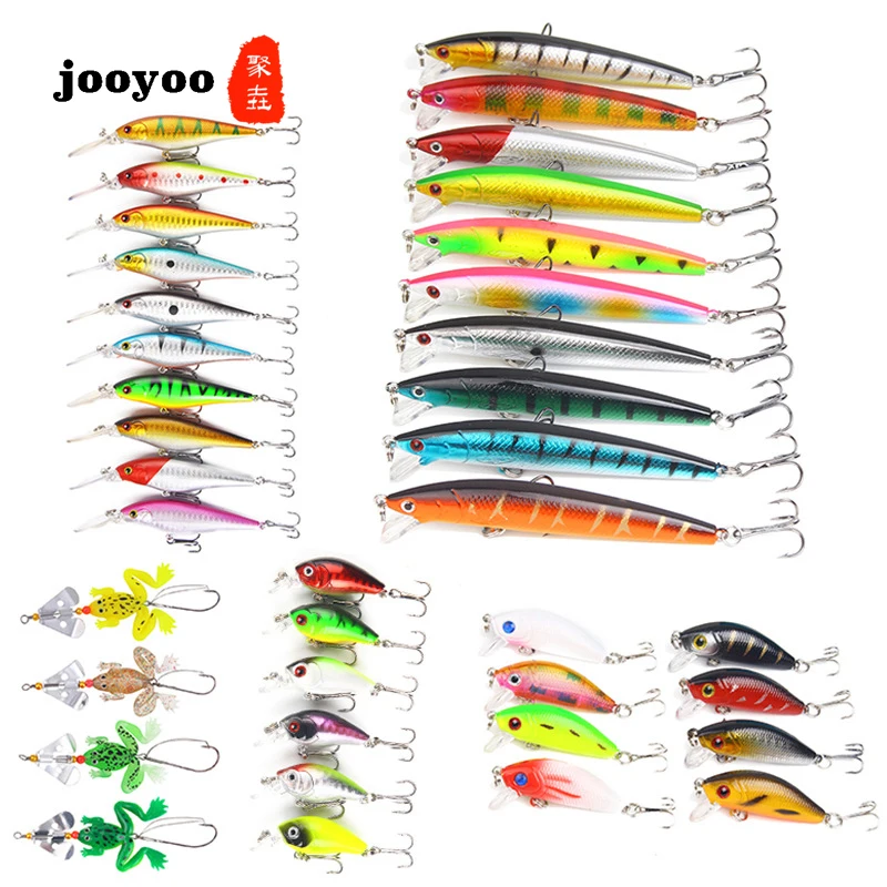 Fishing Lure Set 38 Piece Set fatty Minnow Lure Set Artificial Bionic Bait Hard Bait Fishing Bait Soft Lure Thunder frog jooyoo