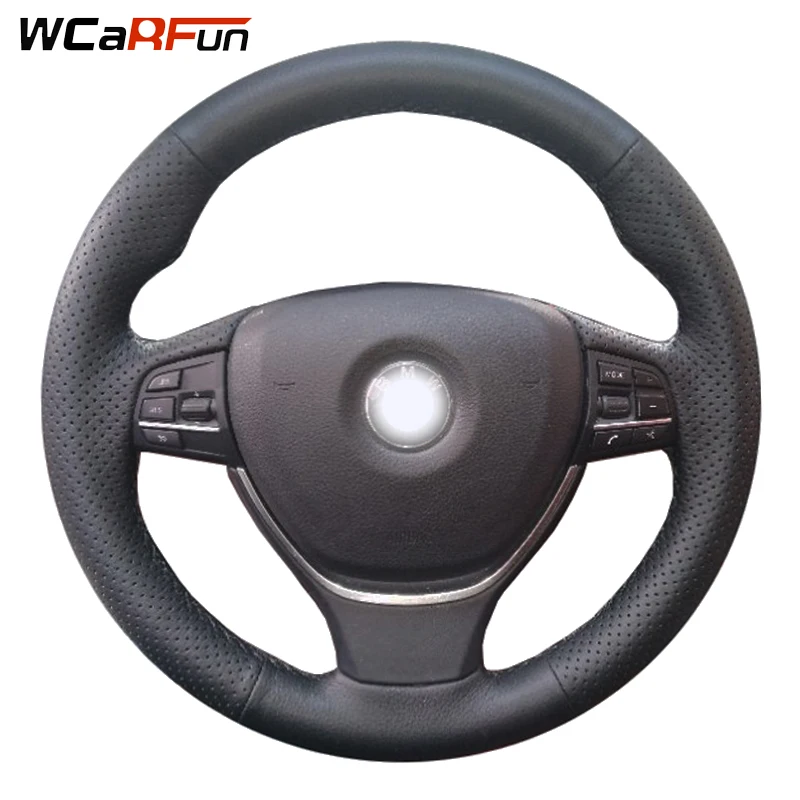 buy WCaRFun Black Genuine Leather Car Steering Wheel Cover for BMW 520i 528i 2013 2014 F10 2014 730Li 740Li 750Li