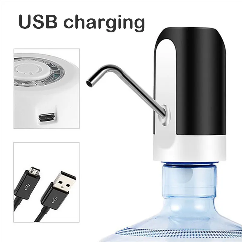 ПВХ бутилированный водяной насос USB зарядка Электрический Портативный LED свет