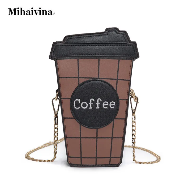 Novelty Coffee Cup Shape Cross body Bag Chain Shoulder Strap Purse