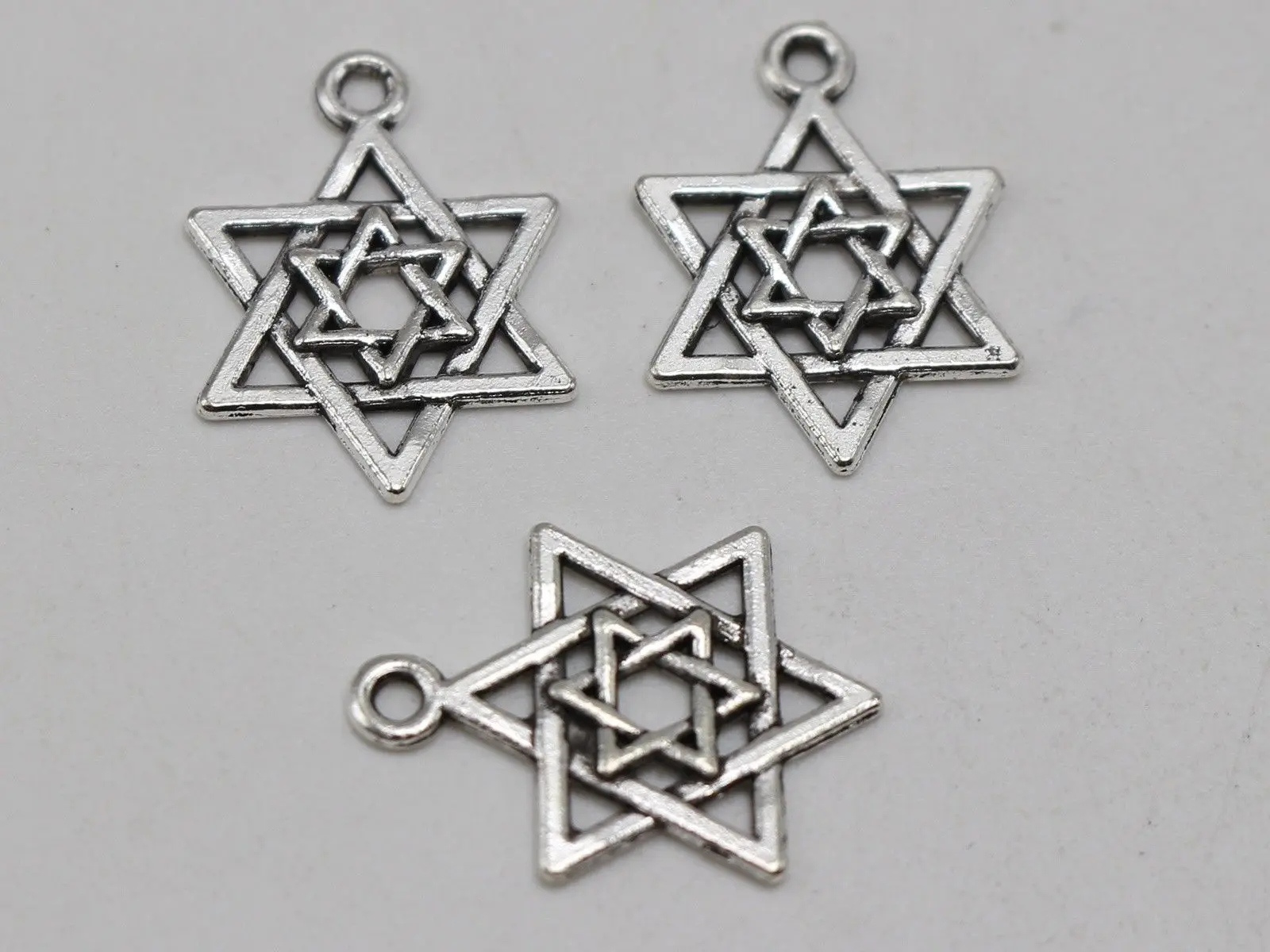 50 Tibet Silver Colour Tone Kabbalah Double &quotStar of David&quot Charm Pendant 16X22mm Craft | Украшения и аксессуары