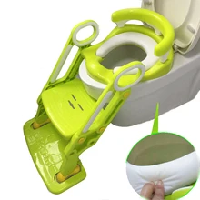 Детский горшок сиденье для унитаза Регулируемая Лестница детский Туалет Обучение нескользящее Складное Сиденье