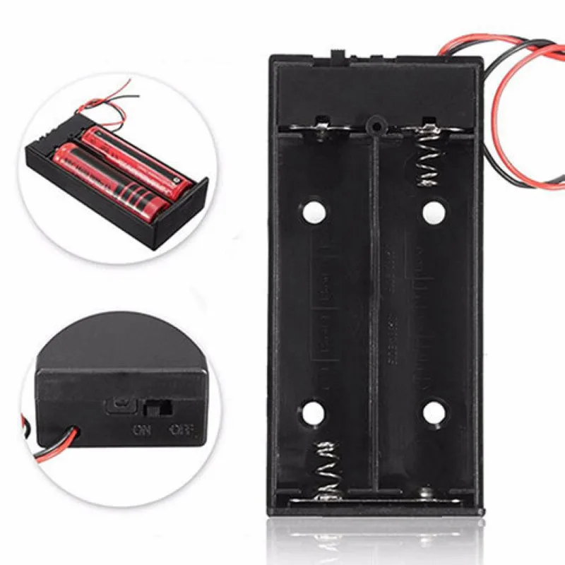 New DC Battery Storage Box Cases ON/OFF Switch Wire Battery Holder for 2x 18650 3.7V Battery Tools