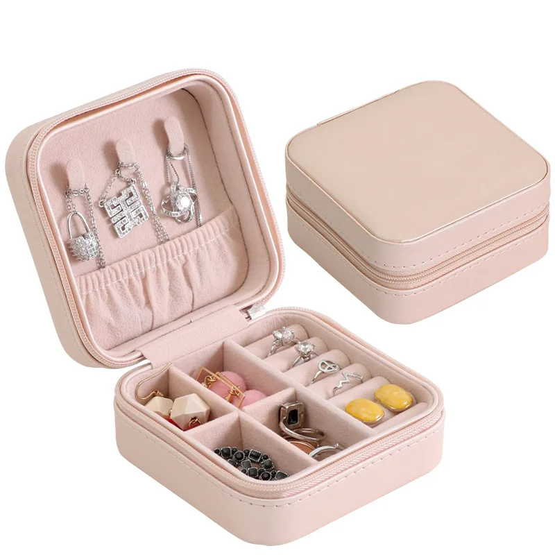 Mini Jewelry Storage Case Small Portable Jewelry Box for Rings Jewellery Organiser with Mirror Gift Boxes for Girls Women Vee Travel Jewellery Box White Necklace Earrings