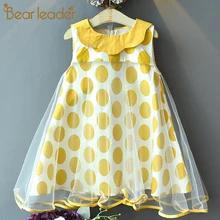 Bear leader/платья для девочек; коллекция года; летнее Сетчатое платье принцессы с цветочным рисунком; одежда с круглым вырезом; платье для малышей; вечерние платья для девочек