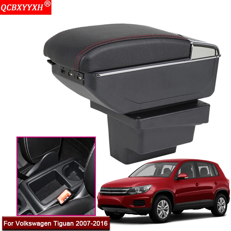 

Car Styling ABS Car Seat Armrest Box Center Console Storage Box Holder Case Auto Accessories Fit For Volkswagen Tiguan 2007-2016