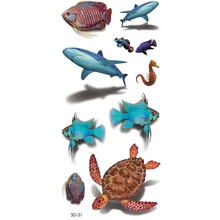 3d Hot Fish shark Temporary Tattoo Stickers Waterproof Body Art Turtle Fake Tatoo Paste On Arm Chest Shoulder For Men and woman
