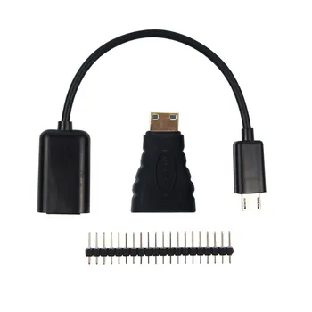 

Mini HDMI to HDMI Adapter + OTG Cable + 20 pin GPIO Header for Raspberry Pi Zero for Raspberry Pi Zero Accessories kit 3 in 1