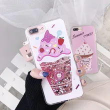

Cute Ice Cream Glitter Star Dynamic Liquid Quicksand Phone Case For iPhone 7plus 6plus 6 6S 7 8 8Plus X Cases