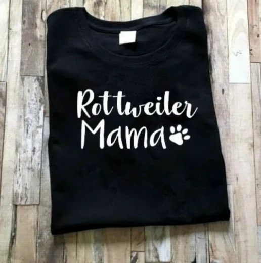 Ротвейлер футболка мама Ротвейлер Собака Мама Жизнь буквы печатные женщины o-образным вырезом Повседневная забавная Футболка Мода лозунг tumblr Тройник топы - Цвет: Black - white txt