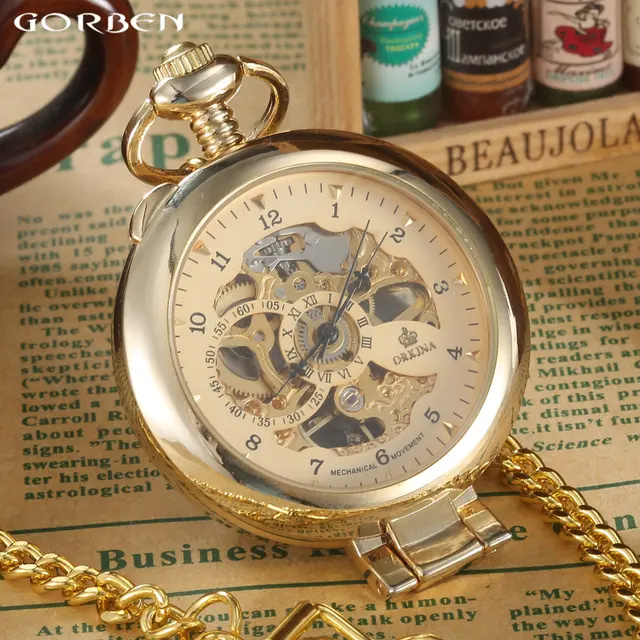 New Brand Luxury Smooth Steampunk Golden Mechanical Half Hunter Fashion Watch Me New Brand Luxury Smooth Steampunk Golden Mechanical Half Hunter Fashion Watch Me