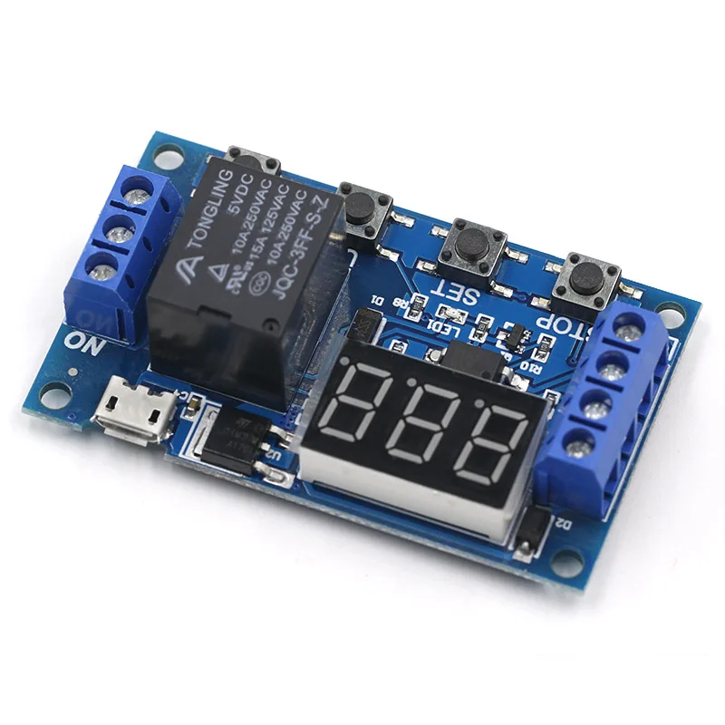 

DC 6-30V Support Micro USB 5V LED Display Automation Cycle Delay Timer Control Off Switch Delay Time Relay 6V 9V 12V 24V