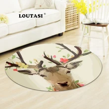 Loutasi северных оленей печатных коврик, напольный ковер для ползания Абсорбент Нескользящие круглый коврик для Гостиная Спальня домашний декор