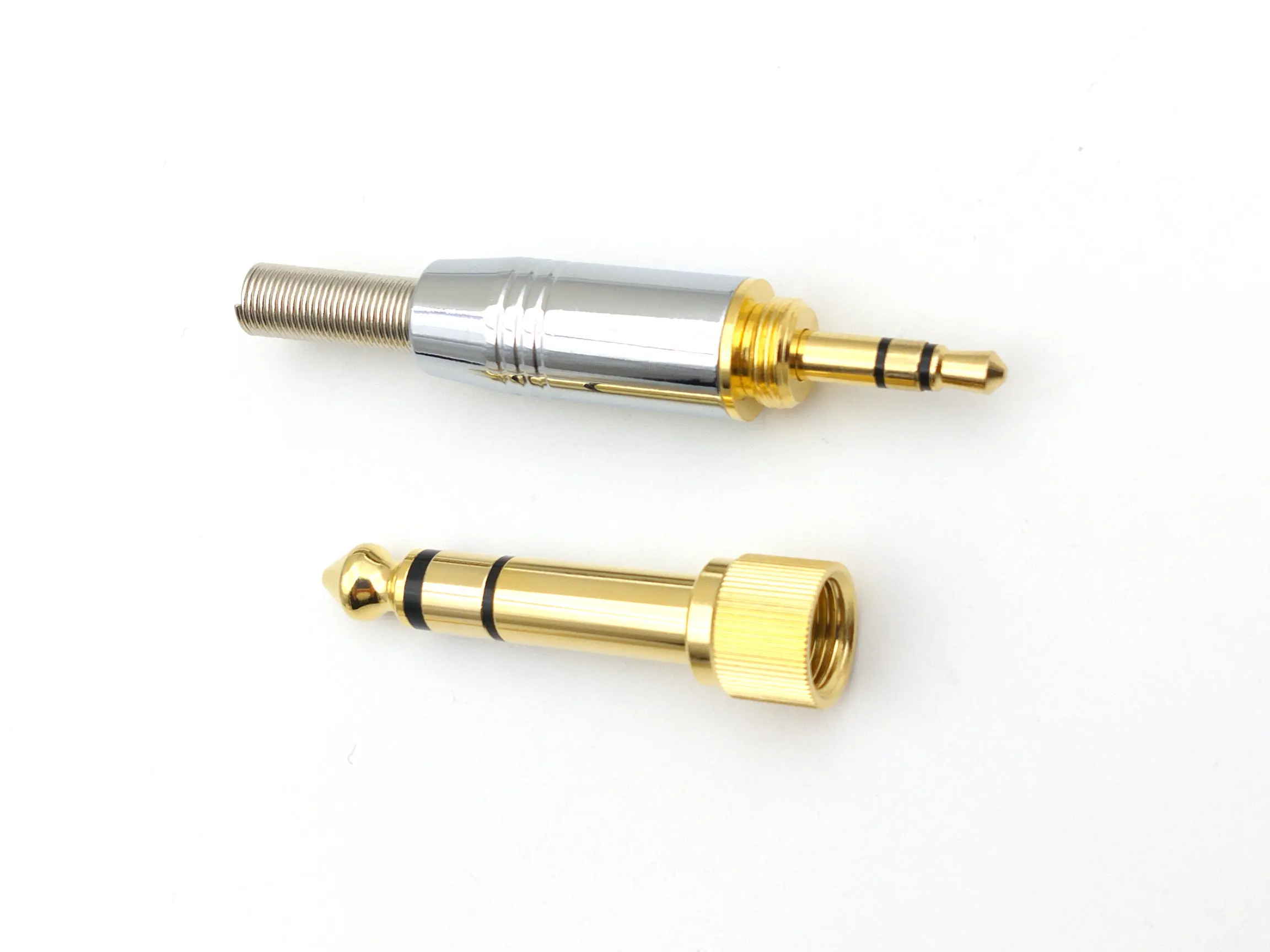 100set Self-locking stereo plated  6.35mm revolution to 3.5mm self-locking nut take plug connectors