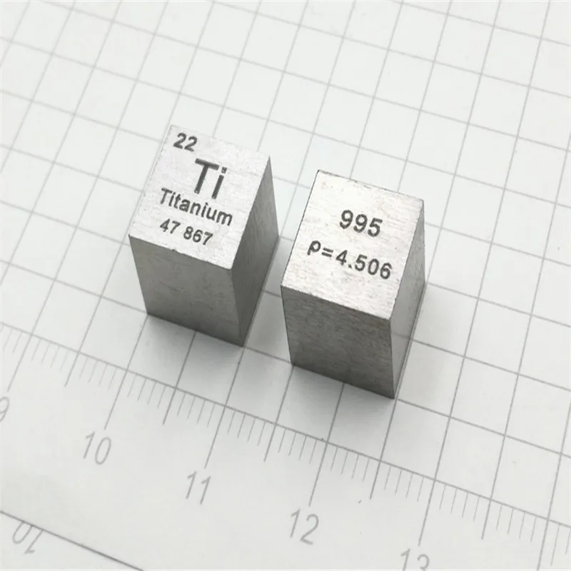 Металлический титановый куб, длина стороны 10 мм, вес около 4,57 г Ti≥99. 5