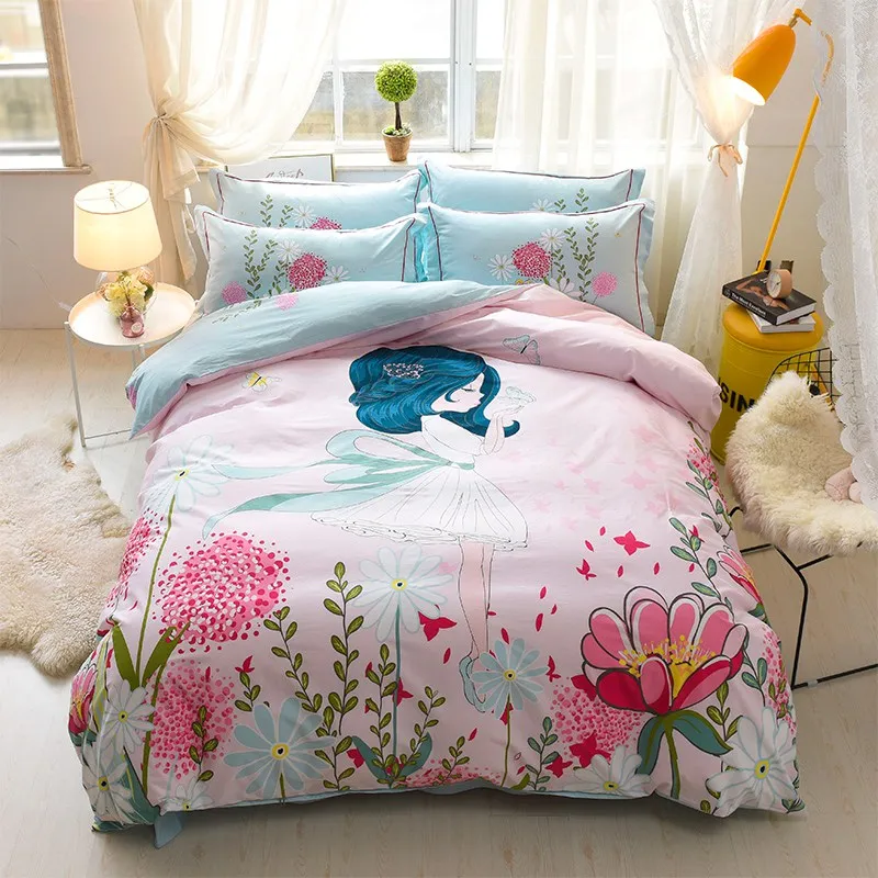Posodono flower girl print bedding set 100 cotton duvet cover Cotton
