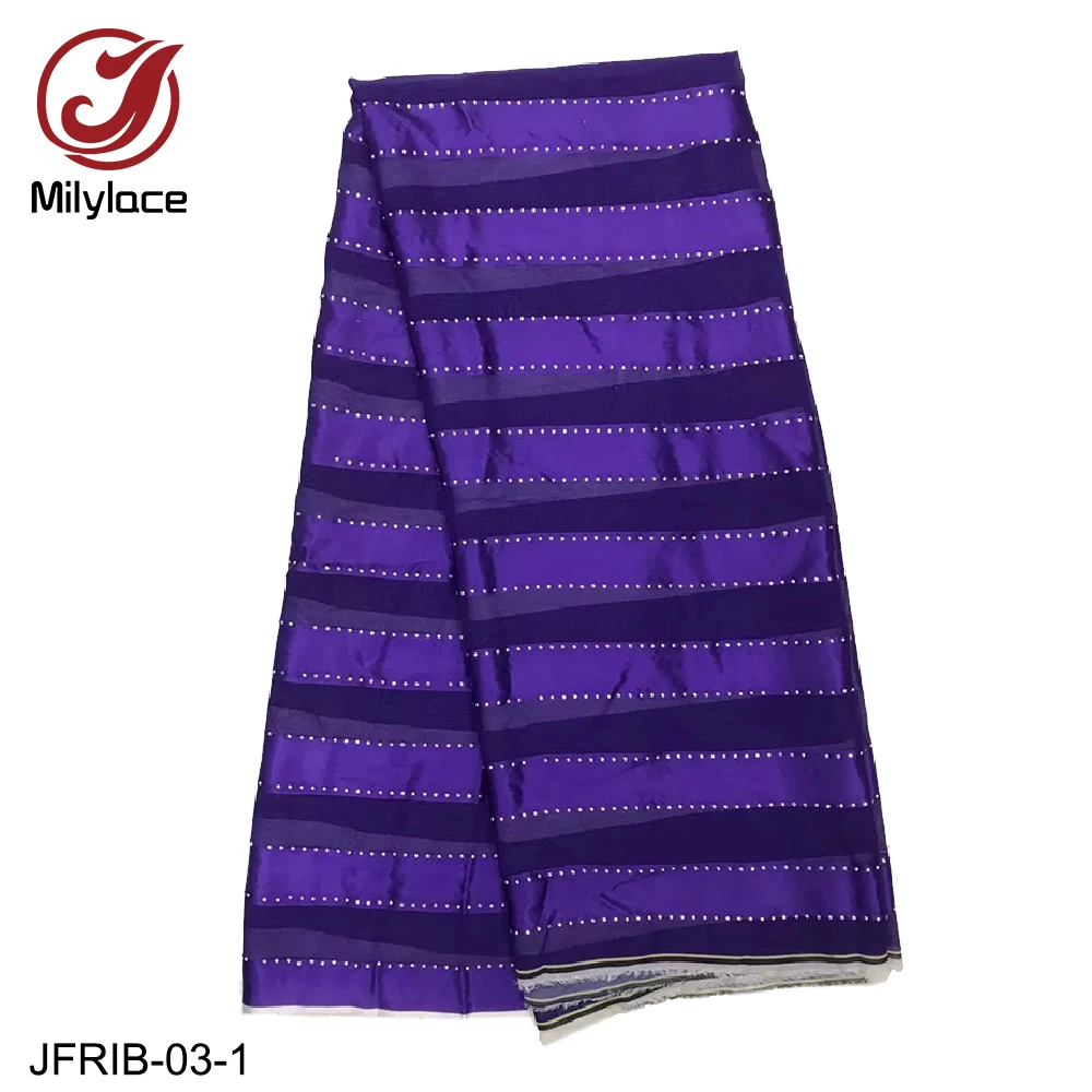 

New Design African Prints Fabric Pretty Printed Ribbon Fabric and Stone for Garment Material JFRIB-03