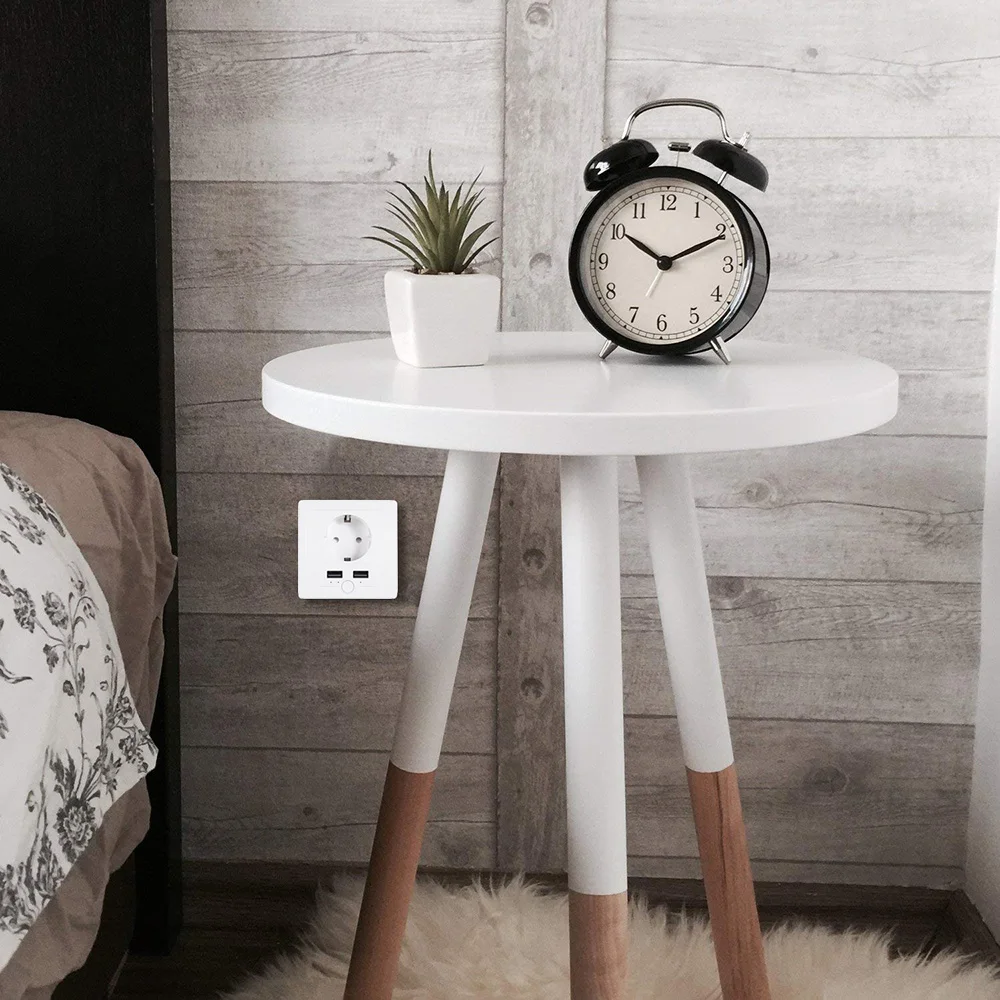 Умная розетка с 2 USB портами Wi Fi 15 А таймер для настенной розетки Tuya управление