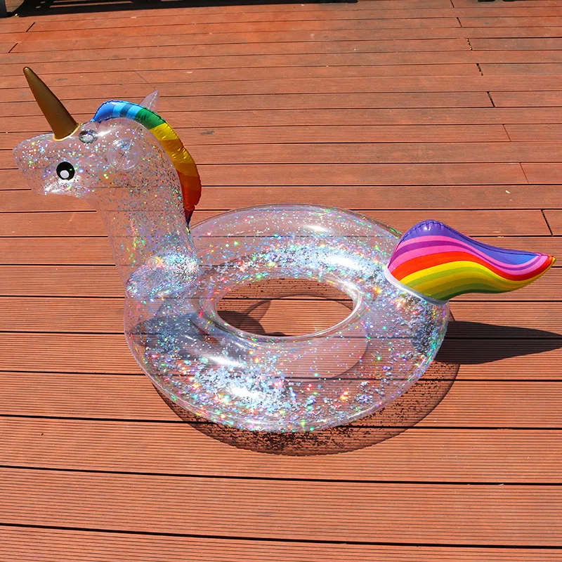 

New Sequin Unicorn pool float inflatable Swimming Ring Kids cystal shiny Swim Ring Adult tube circle for swimming pool toys