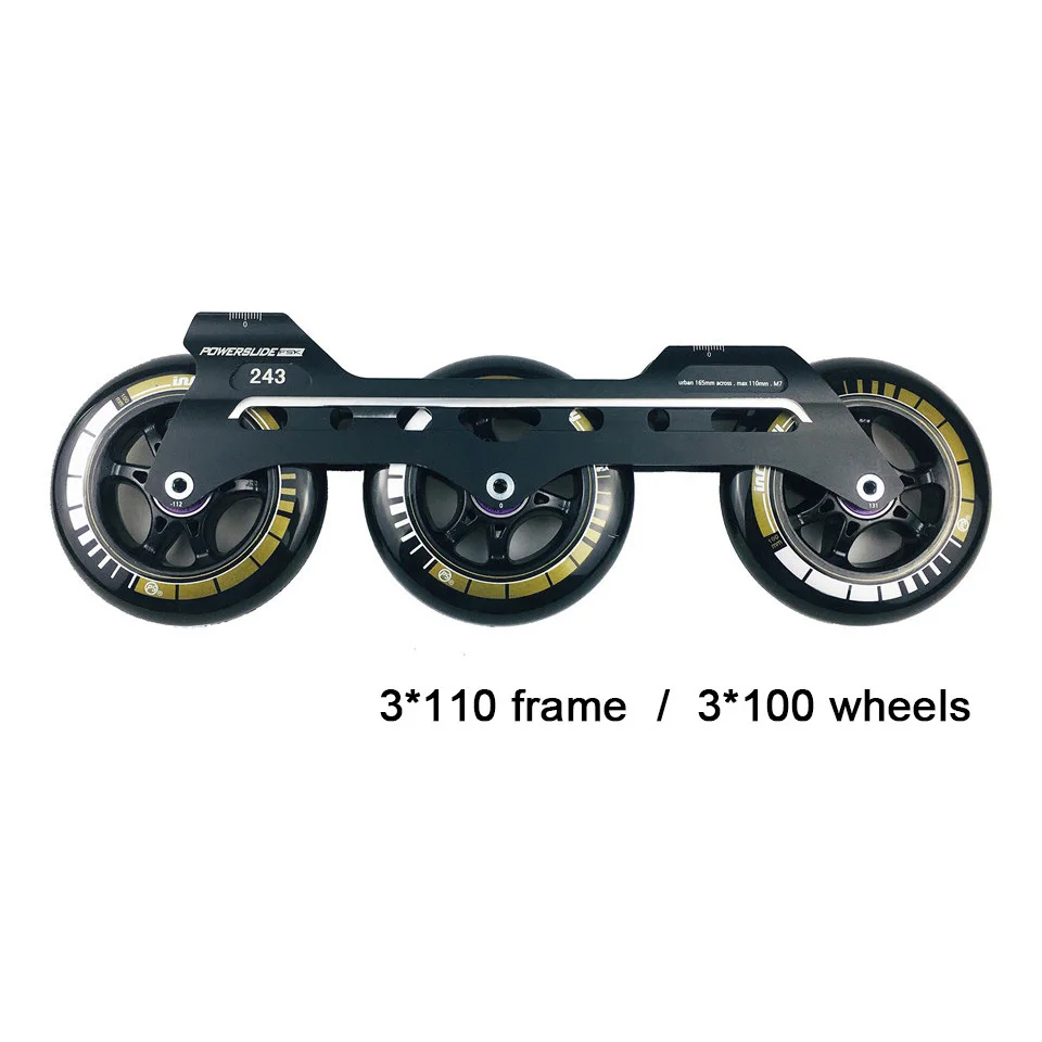 Powerslide скоростные роликовые коньки 3*110 мм рамки 243 мм с 100 мм или 110 мм колеса для 165 мм расстояние патины база
