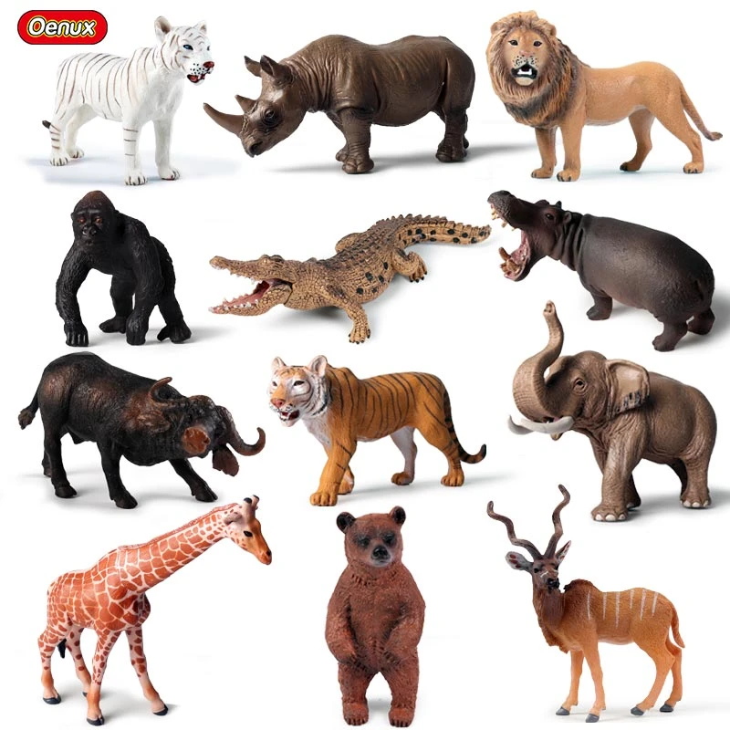 Oenuxクラシックアフリカ動物ヘラジカモデルアクションフィギュアカニ野生ワニ動物置物キリン教育玩具子供のためのギフト Action Figures Aliexpress