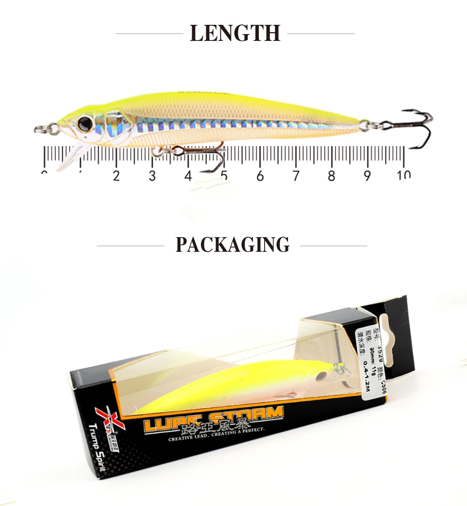 Kingdom Good Fishing Lure Floating Minnow Quality Professional 9cm 9g swim bait equipped 3x stong angle treble hooks model 5339 (3)