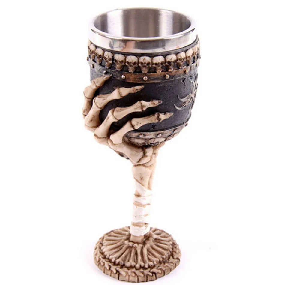 Super Awesome Retro Gothic Skeleton Arm Goblet High foot Cup Skull Chalice Claw Goblet Magic Antique