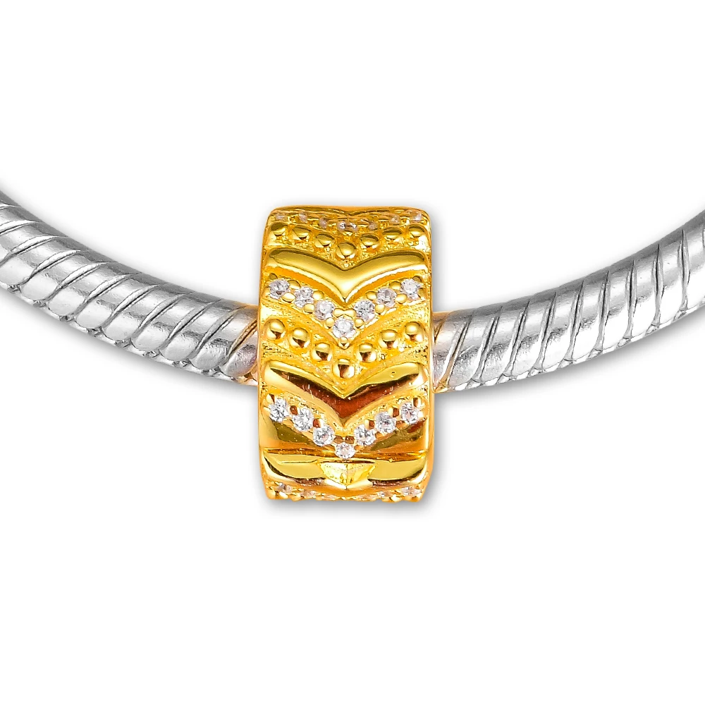 Подходит для браслетов Pandora Beads стильные подвески желаний Shine Clip 100% 925 пробы